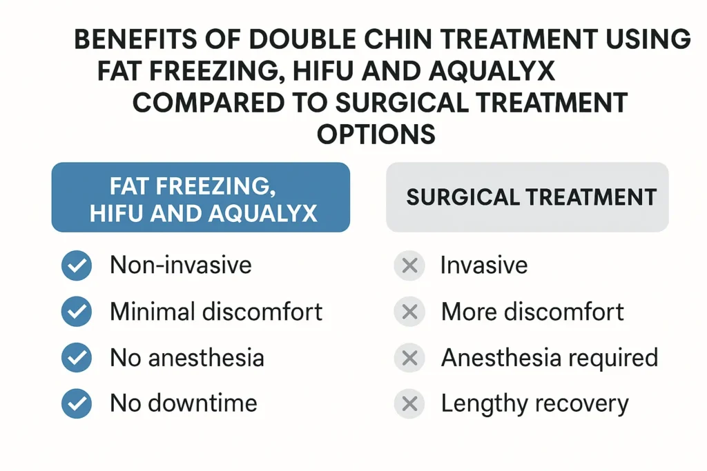Graphic about the benefits of double chin treatment Harpenden - from LA LIPO