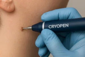 Person receiving skin tag removal Harpenden