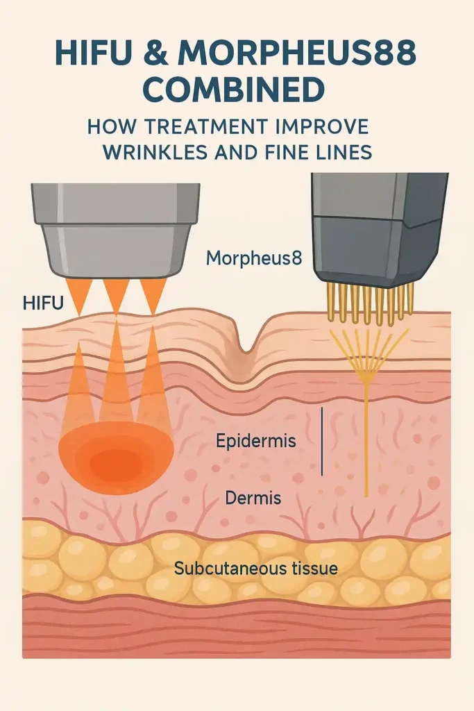 Diagram showing HIFU & Morpeus8 Harpenden and the benefits for reduction in wrinkles and fine lines