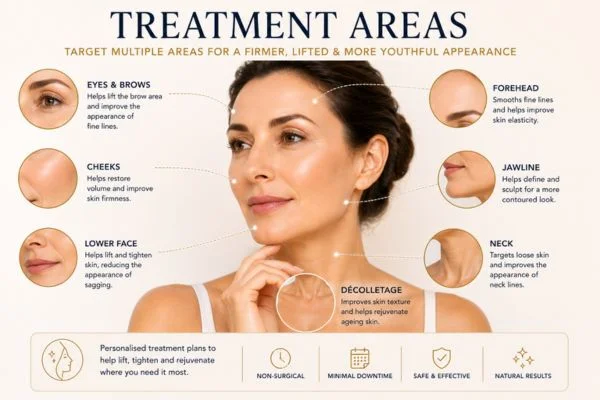 Areas of treatment for the ultimate lift tighten treatment Harpenden